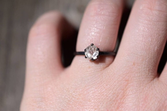 Raw Gemstone jewelry , Raw Diamond Ring, Handmade Engagement Ring, unique - Picture 2 of 9